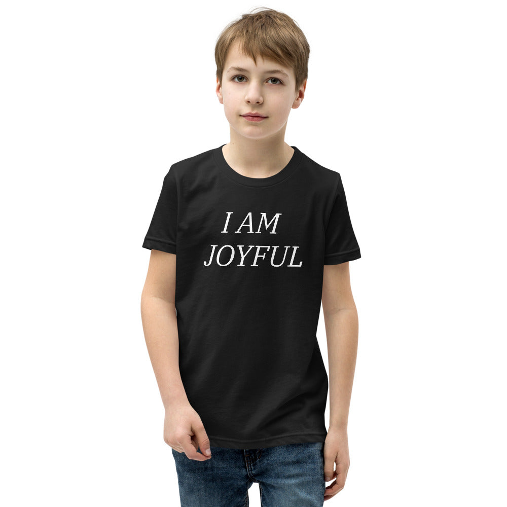 Motivational Youth T-Shirt "I am Joyful" Inspiring Law of Affirmation Youth Short Sleeve Unisex T-Shirt