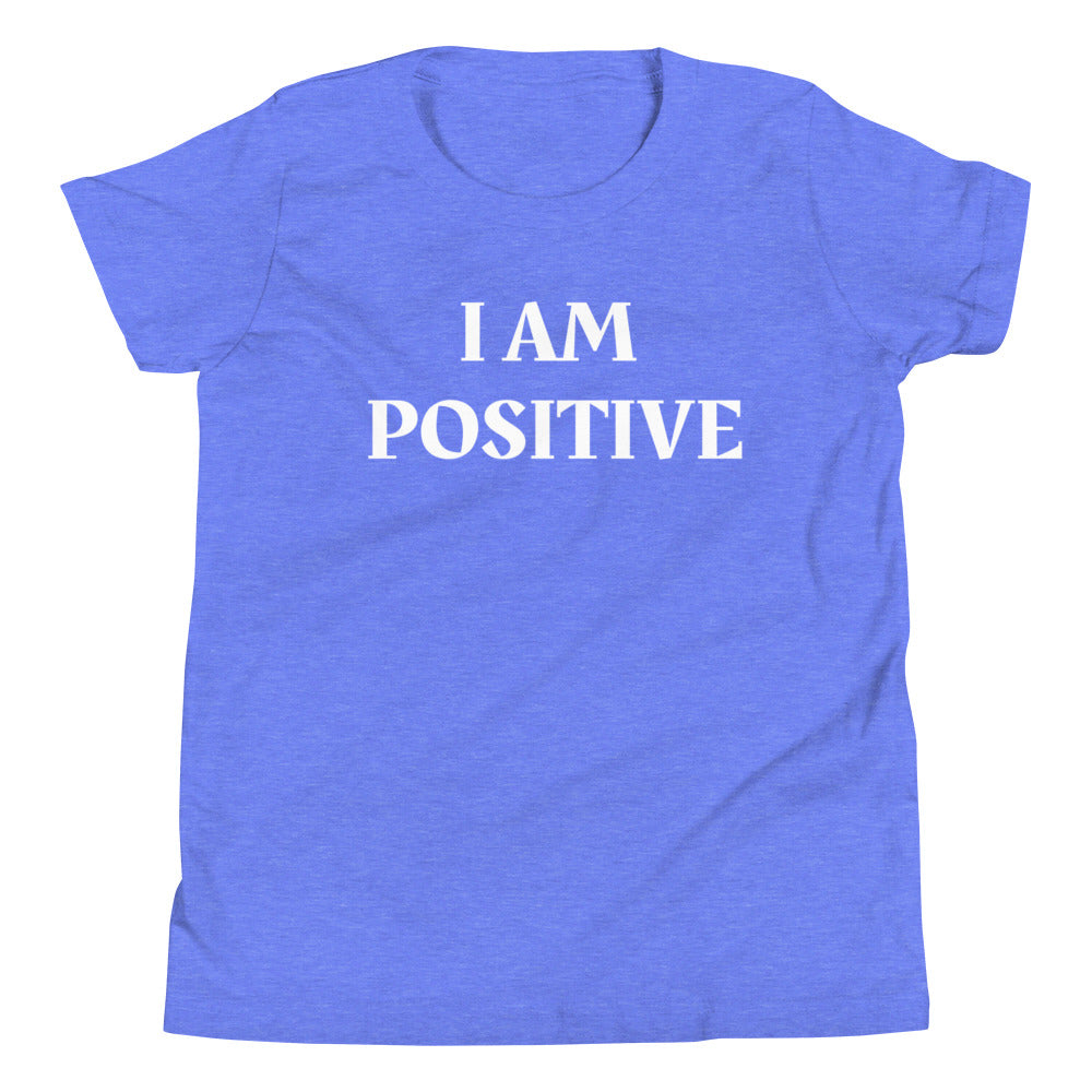 Motivational Youth T-Shirt "I am Positive" inspiring Law of Affirmation Youth Short Sleeve Unisex T-Shirt