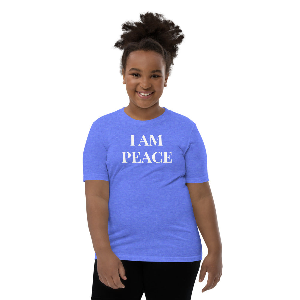 Motivational Youth T-Shirt "I am Peace" Inspiring Law of Affirmation Youth Short Sleeve Unisex T-Shirt