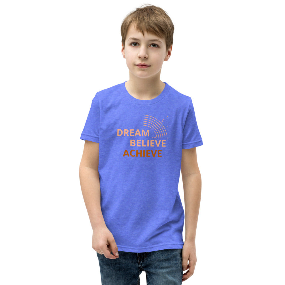 Motivational Youth T-Shirt " Dream Believe Achieve" Law of Affirmation  Youth Short Sleeve Unisex T-Shirt