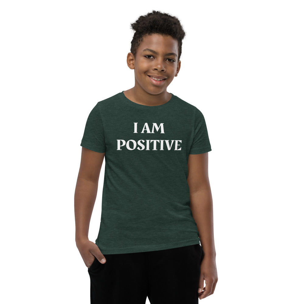 Motivational Youth T-Shirt "I am Positive" inspiring Law of Affirmation Youth Short Sleeve Unisex T-Shirt