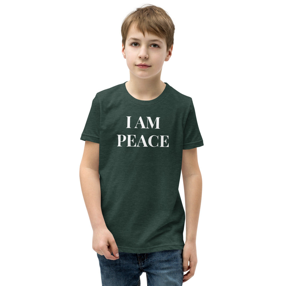 Motivational Youth T-Shirt "I am Peace" Inspiring Law of Affirmation Youth Short Sleeve Unisex T-Shirt