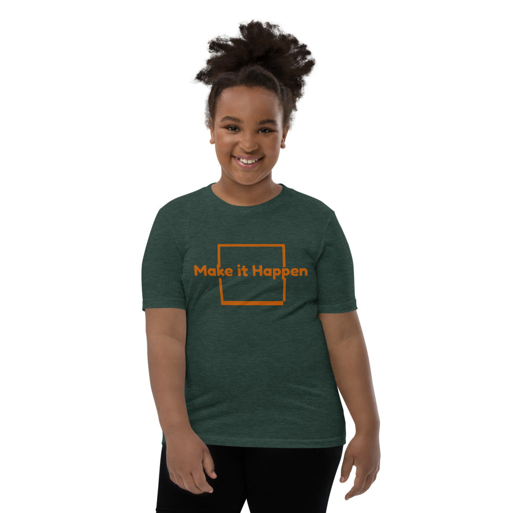 Motivational Youth T-Shirt "Make it Happen " Inspiring Law of Affirmation Youth Short Sleeve Unisex T-Shirt