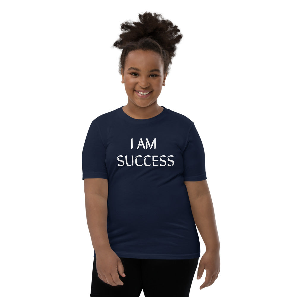 Motivational Youth T-Shirt "I am Success" Inspiring Law of Affirmation Youth Short Sleeve Unisex T-Shirt