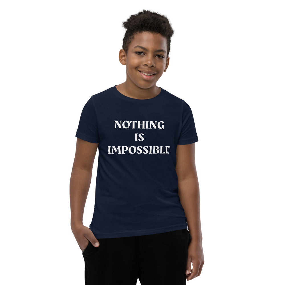 Motivational Youth T-Shirt "Nothing is Impossible" Inspiring Law of Attraction Youth Short Sleeve Unisex T-Shirt