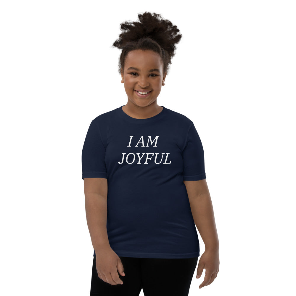 Motivational Youth T-Shirt "I am Joyful" Inspiring Law of Affirmation Youth Short Sleeve Unisex T-Shirt