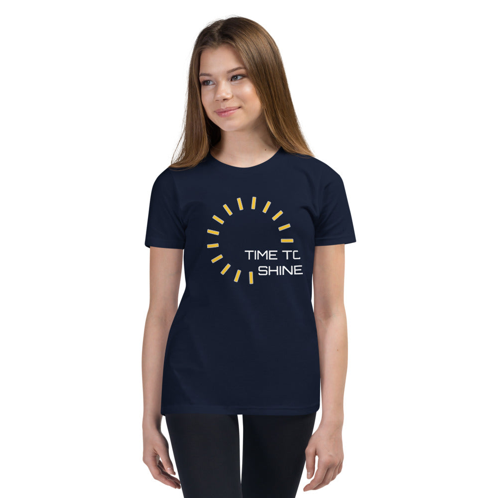 Motivational Youth T-Shirt "Time to Shine" Inspiring Law of Affirmation Youth Short Sleeve Unisex T-Shirt