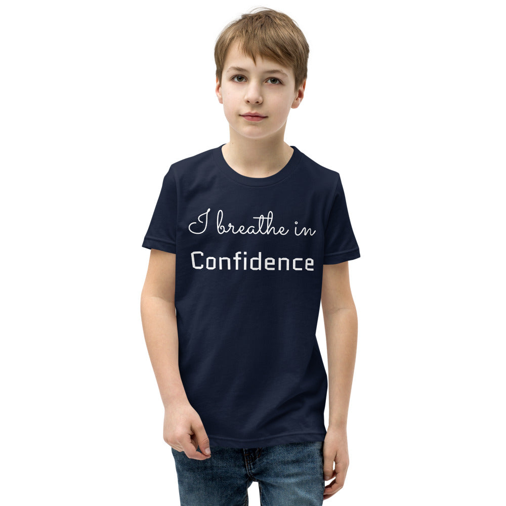 Motivational Youth T-Shirt "Breathe Confidence" Inspiring Law of Affirmation Youth Short Sleeve Unisex T-Shirt