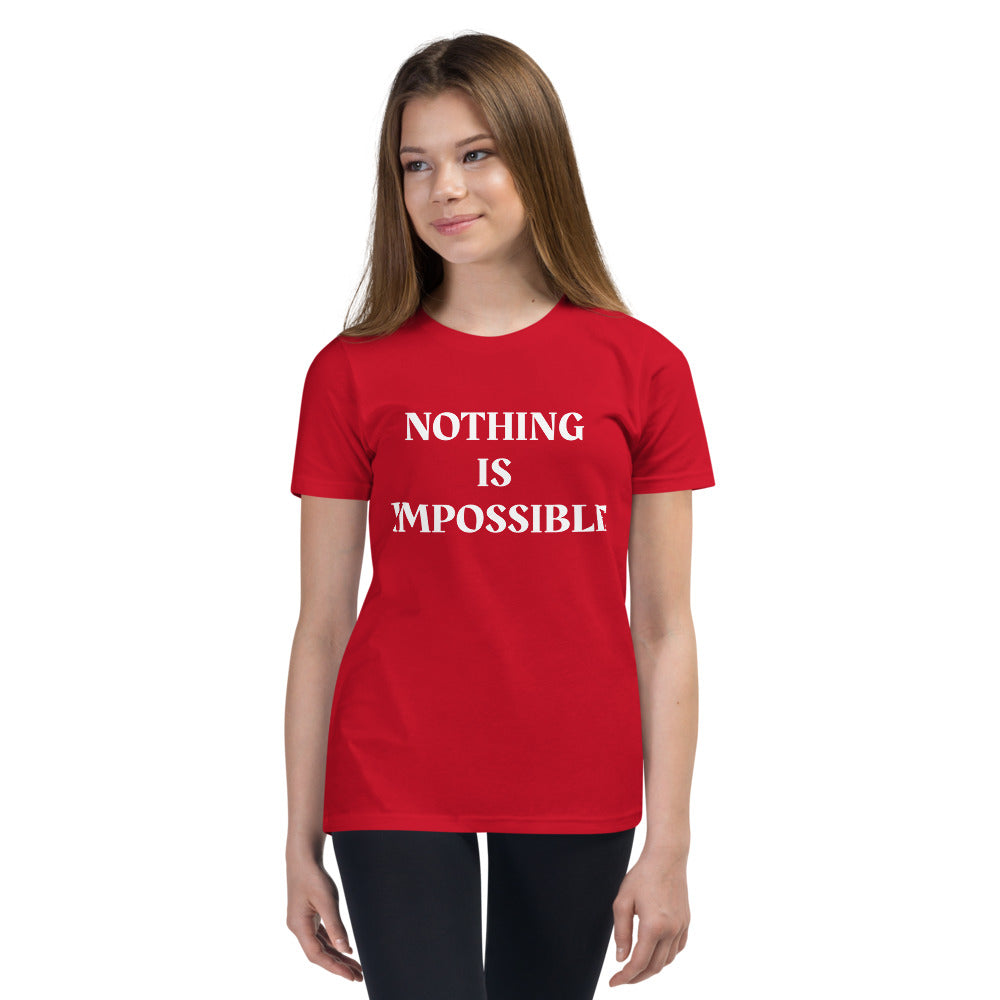 Motivational Youth T-Shirt "Nothing is Impossible" Inspiring Law of Attraction Youth Short Sleeve Unisex T-Shirt