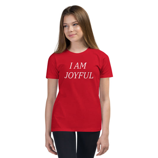 Motivational Youth T-Shirt "I am Joyful" Inspiring Law of Affirmation Youth Short Sleeve Unisex T-Shirt