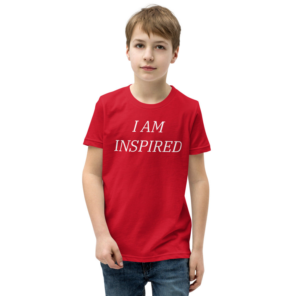 Motivational Youth T-Shirt" I am Inspired" Inspiring Law of Affirmation Youth Short Sleeve Unisex T-Shirt