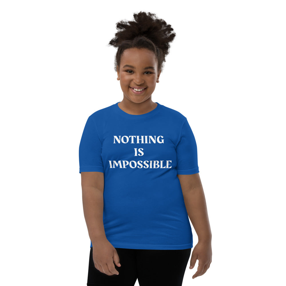 Motivational Youth T-Shirt "Nothing is Impossible" Inspiring Law of Attraction Youth Short Sleeve Unisex T-Shirt