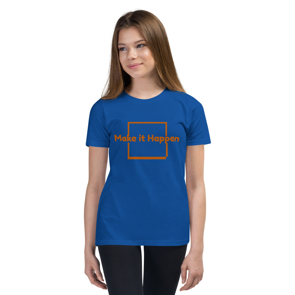 Motivational Youth T-Shirt "Make it Happen " Inspiring Law of Affirmation Youth Short Sleeve Unisex T-Shirt