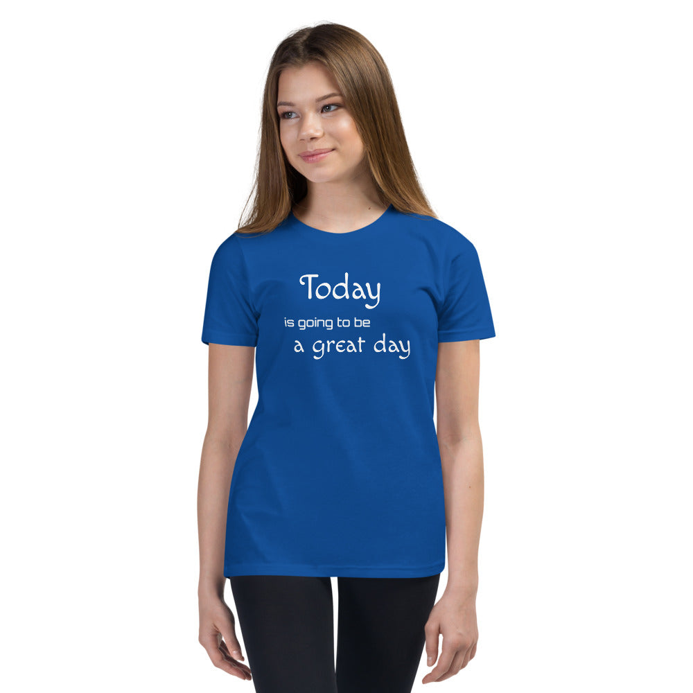 Motivational Youth T-Shirt " A Great Day" Inspiring Law of Affirmation Youth Short Sleeve T-Shirt