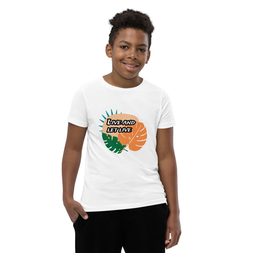 Motivational Youth T-Shirt "Live and Let Live" Inspiring Law of Affirmation Youth Short Sleeve Unisex T-Shirt